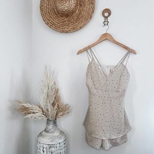 Altar’s State Star Print Spaghetti Strap Romper Neutral Size Medium